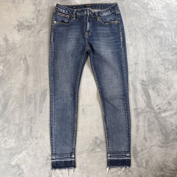 Miss Me Junior's Size 27 Ankle Skinny Jeans Dark Wash Raw Hem  27x27 - Picture 1 of 10